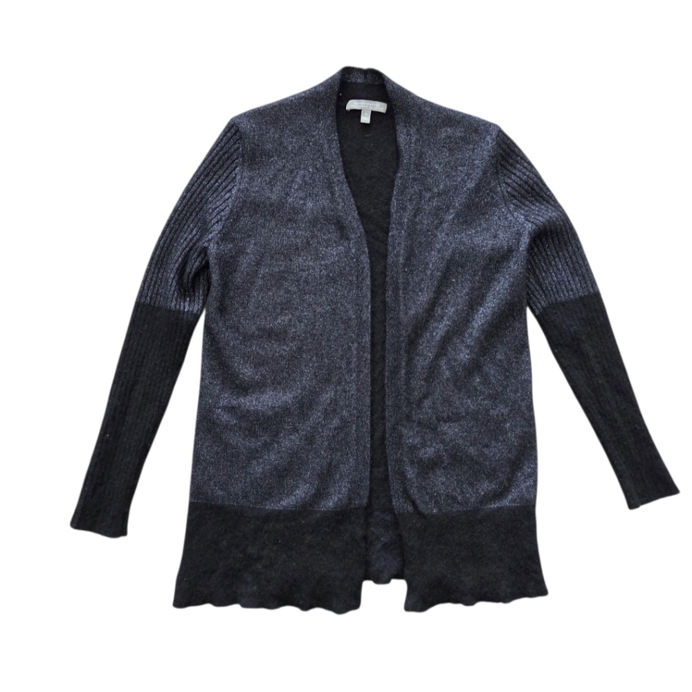 Neiman Marcus Cashmere Collection Black Shimmery Open Front Cardigan Women’s S